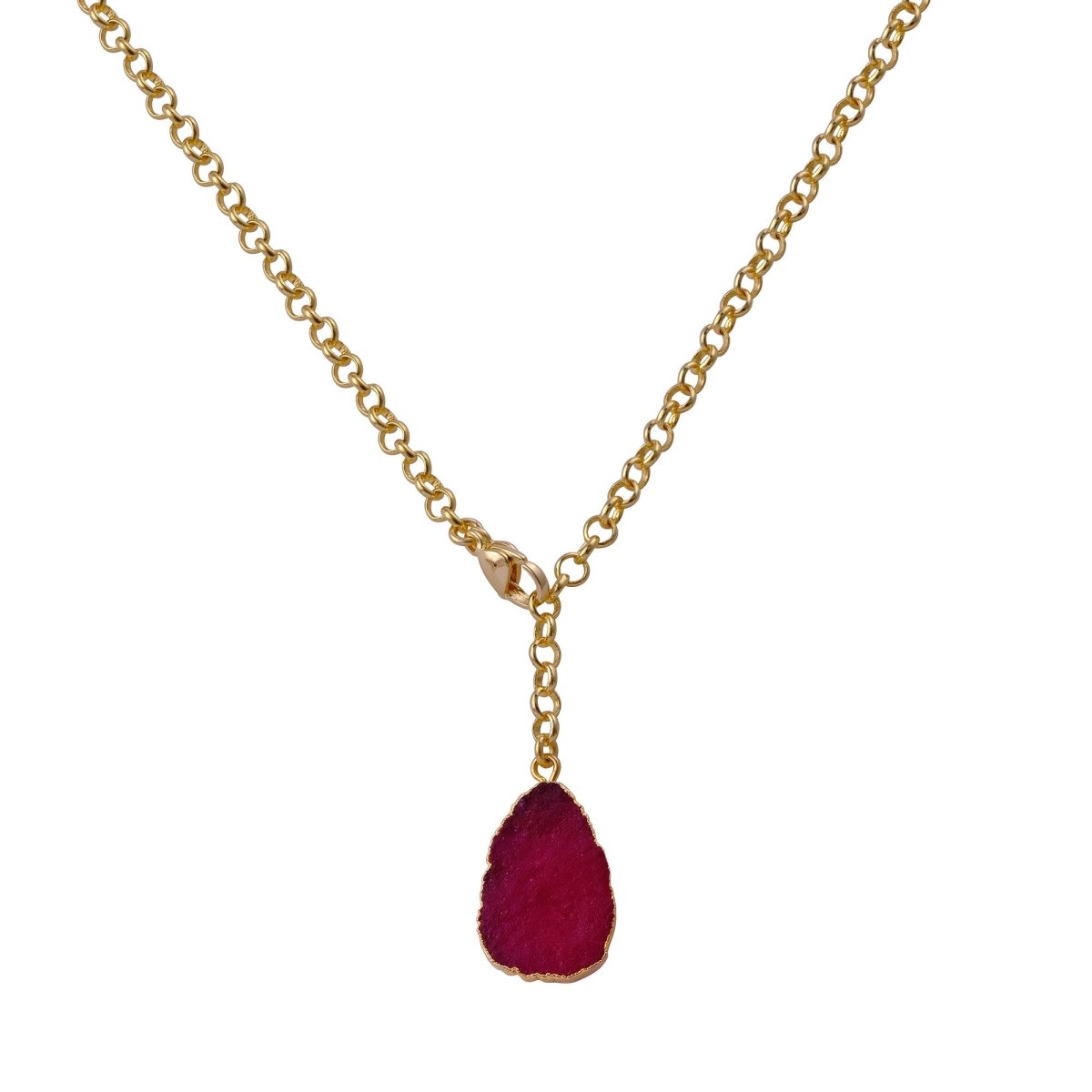 Organic Blue Sapphire Stone Necklace, Raw Gemstone Y - Drop Pendant 5211
