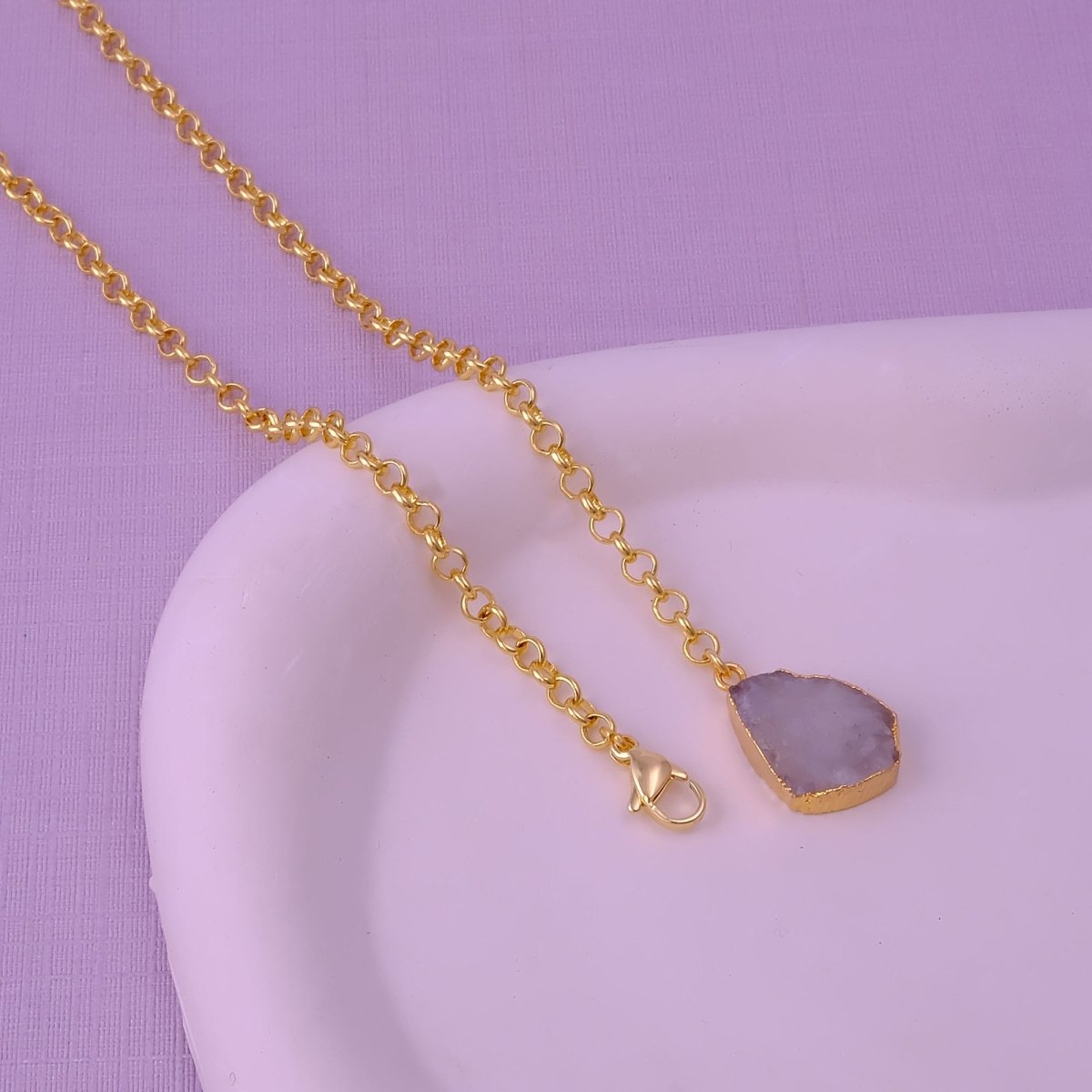 Organic Blue Sapphire Stone Necklace, Raw Gemstone Y - Drop Pendant 5211