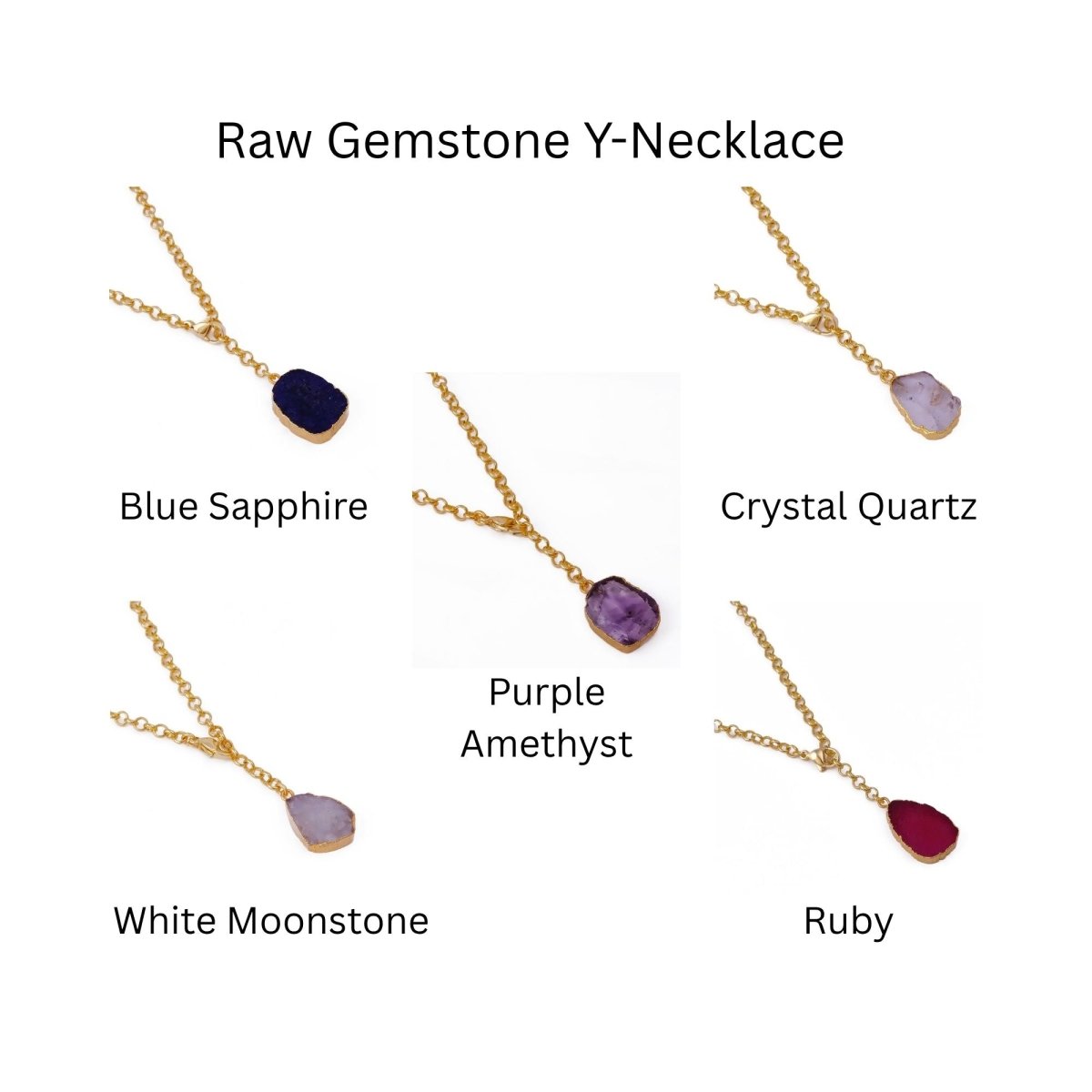 Organic Blue Sapphire Stone Necklace, Raw Gemstone Y - Drop Pendant 5211