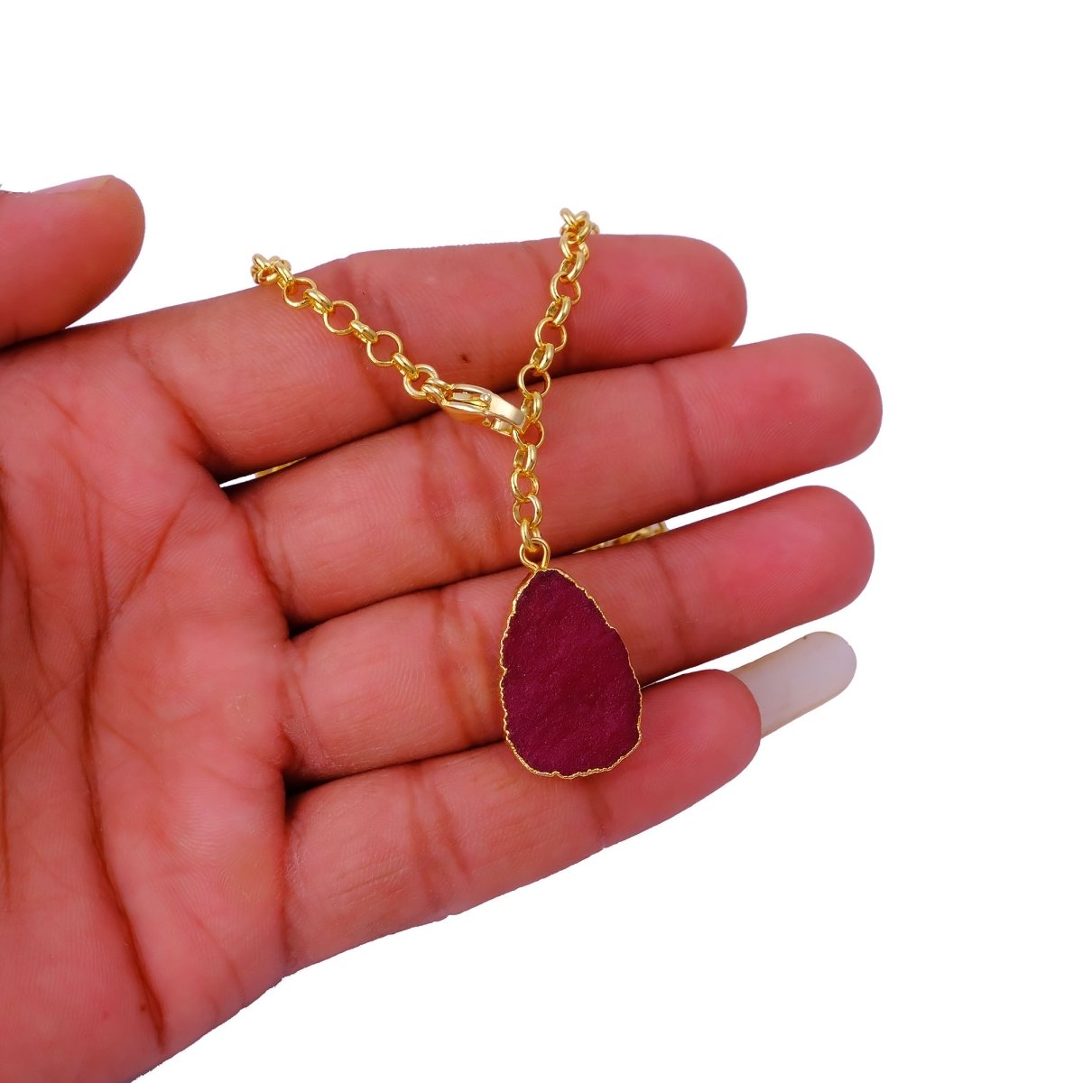 Organic Blue Sapphire Stone Necklace, Raw Gemstone Y - Drop Pendant 5211