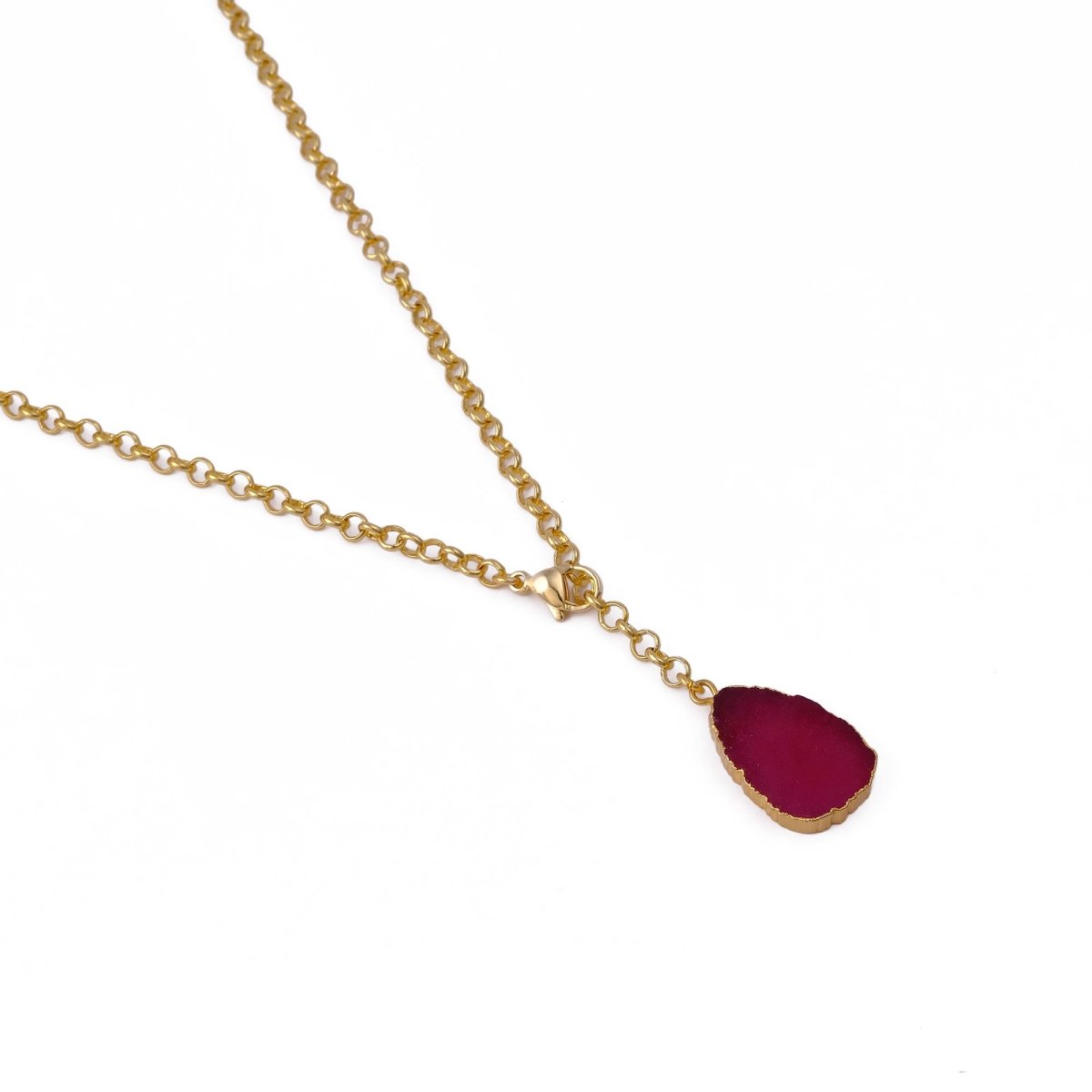 Organic Blue Sapphire Stone Necklace, Raw Gemstone Y - Drop Pendant 5211