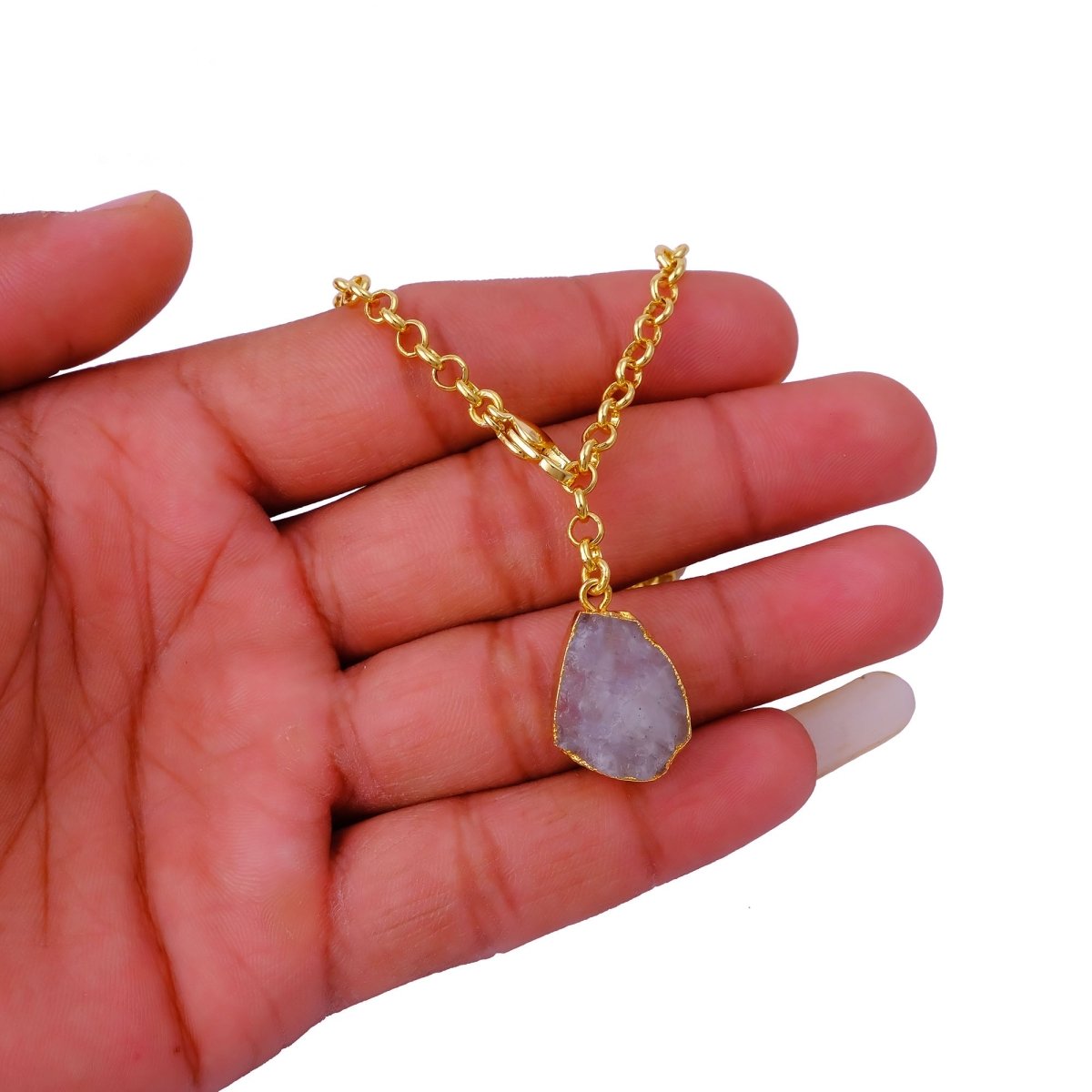 Organic Blue Sapphire Stone Necklace, Raw Gemstone Y - Drop Pendant 5211