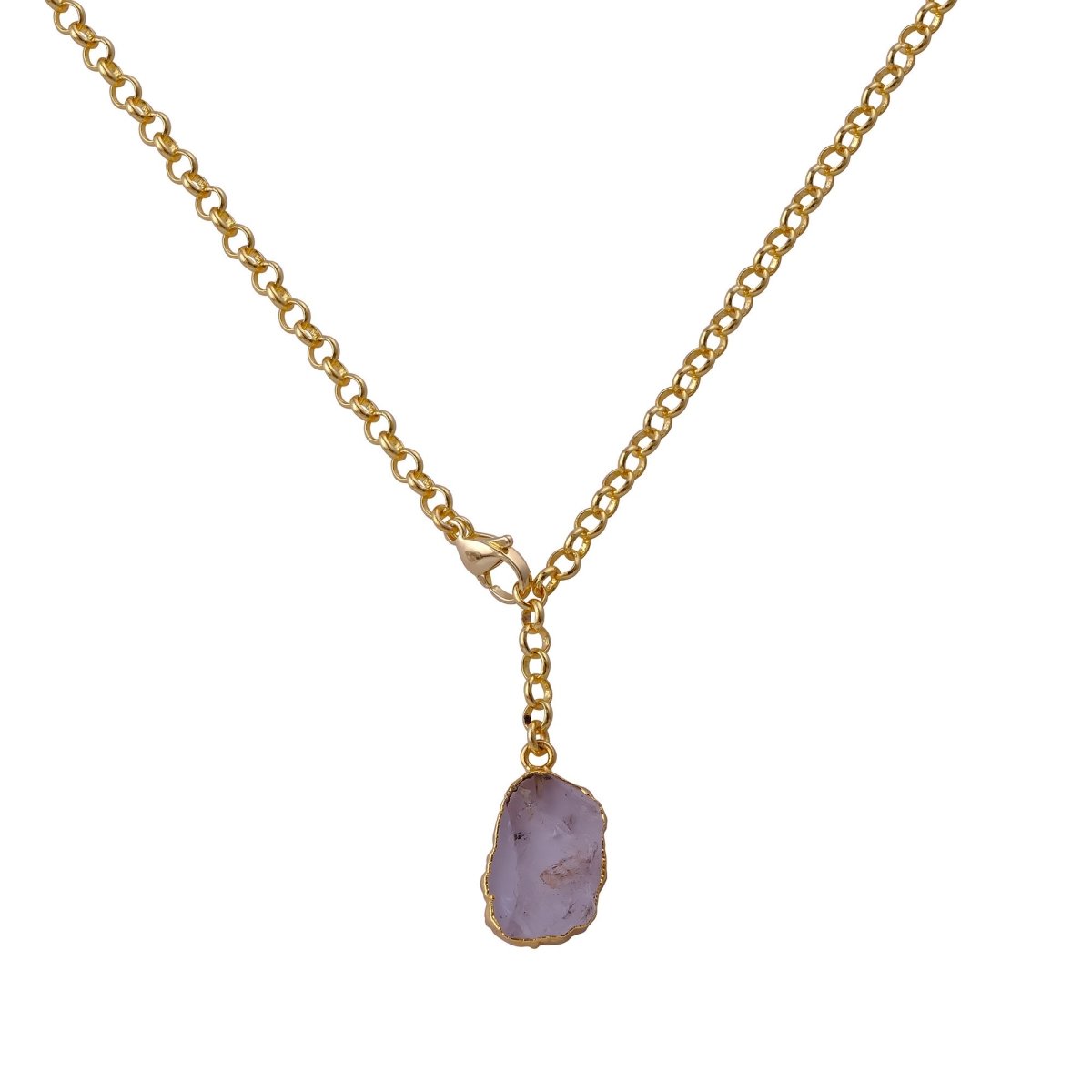 Organic Blue Sapphire Stone Necklace, Raw Gemstone Y - Drop Pendant 5211