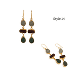 Organic Shape Gemstone Statement Earrings, Handmade Gold Plated Bezel Set 5284
