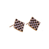 Pearl and Black Onyx Stud Earrings Chess Theme Earrings Gold Plated Jewelry