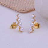 Pearl Ear Climber Earrings in Gold Finish Statement Jewelry