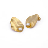 Pearl Stud Earrings Gold Plated Matte Textured Earrings Minimalist Jewelry Gift for Women's