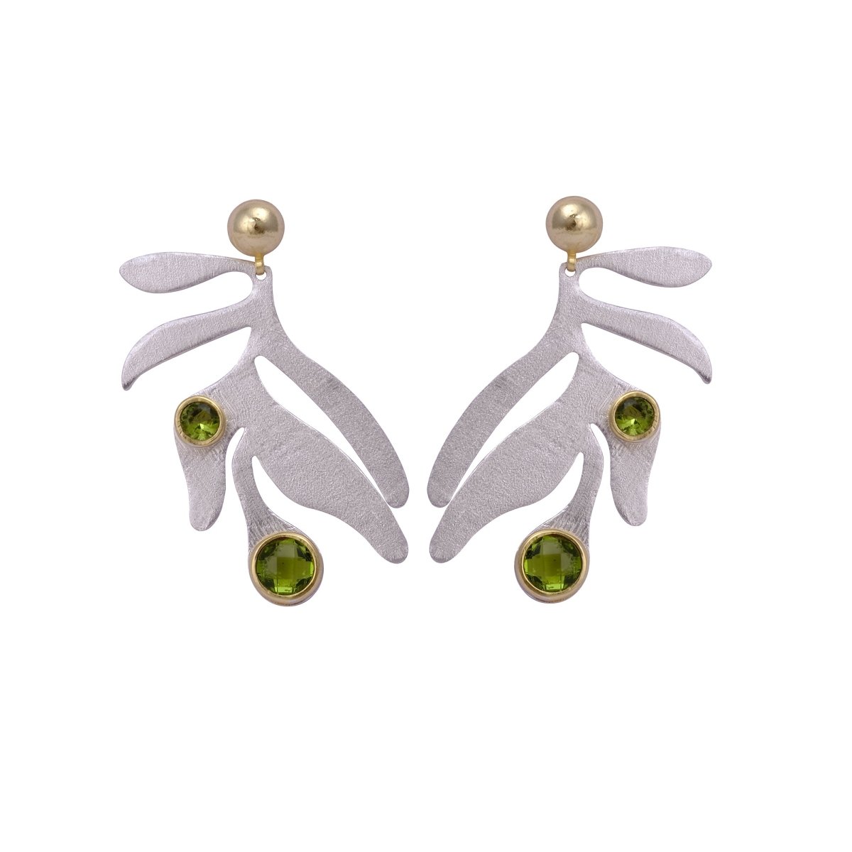 Peridot Gemstone Dangle Drop Studs Earrings, Silver Plated Faceted Cut Gemstone Dangle Drop Push Back Statement Earrings, Handmade Earring Jewelry. S