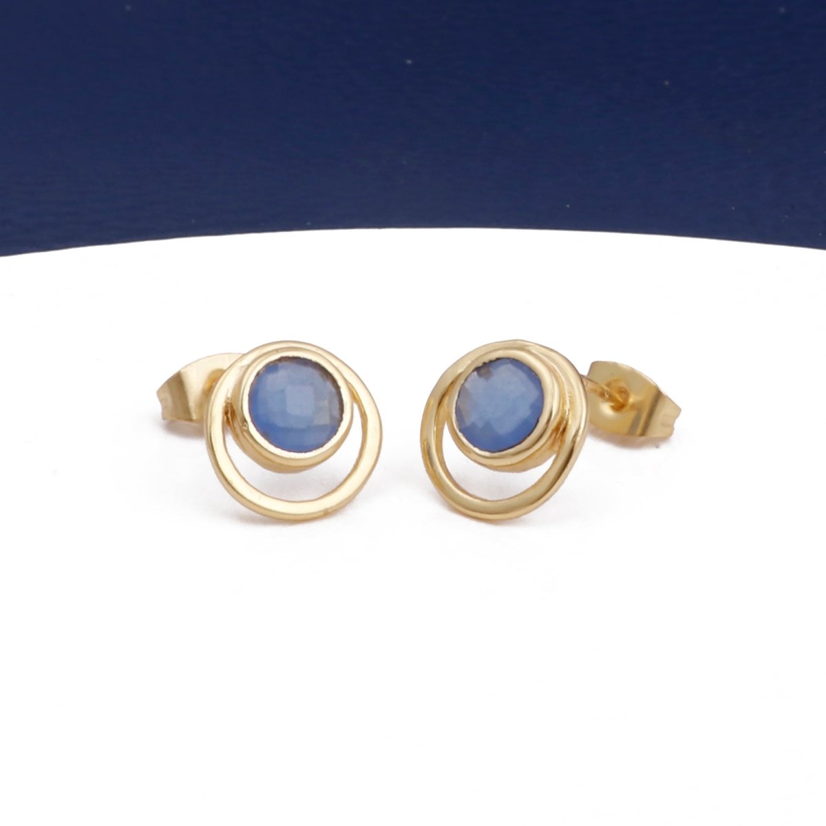 Peridot Gemstone Stud Earrings Gold Plated Push Back Earrings Collet Setting Earring Pairs