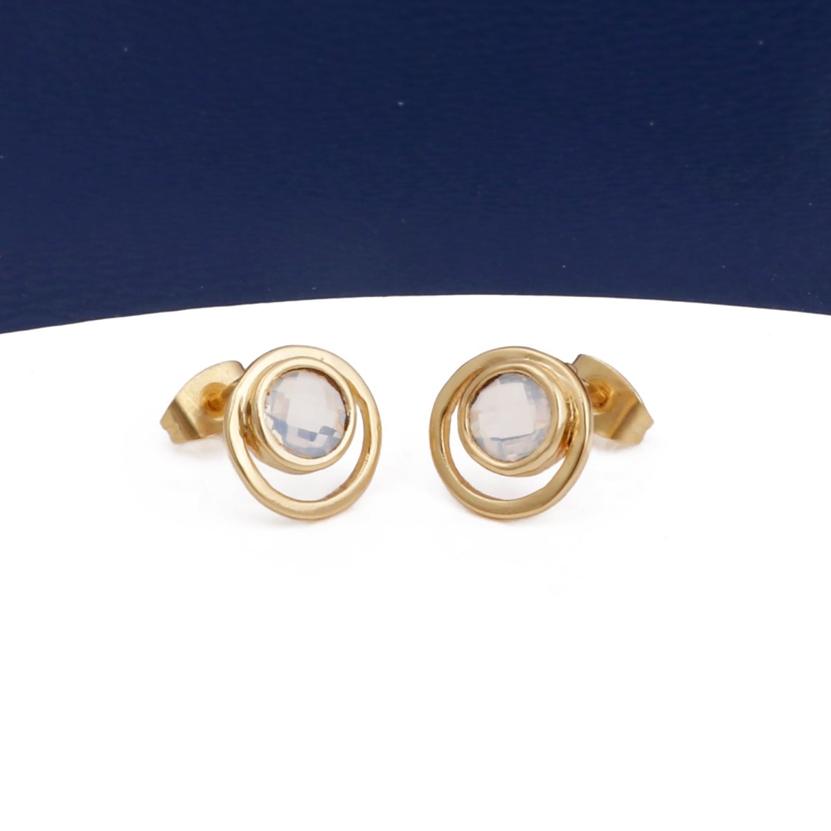 Peridot Gemstone Stud Earrings Gold Plated Push Back Earrings Collet Setting Earring Pairs