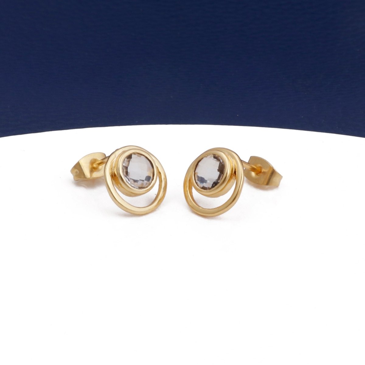 Peridot Gemstone Stud Earrings Gold Plated Push Back Earrings Collet Setting Earring Pairs