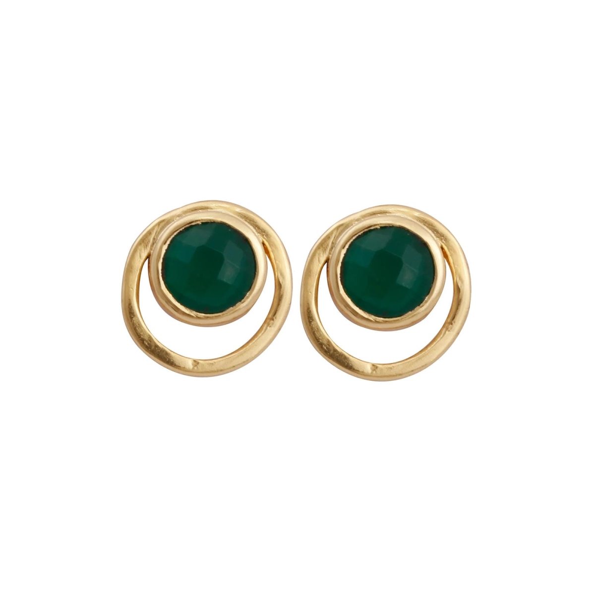 Peridot Gemstone Stud Earrings Gold Plated Push Back Earrings Collet Setting Earring Pairs