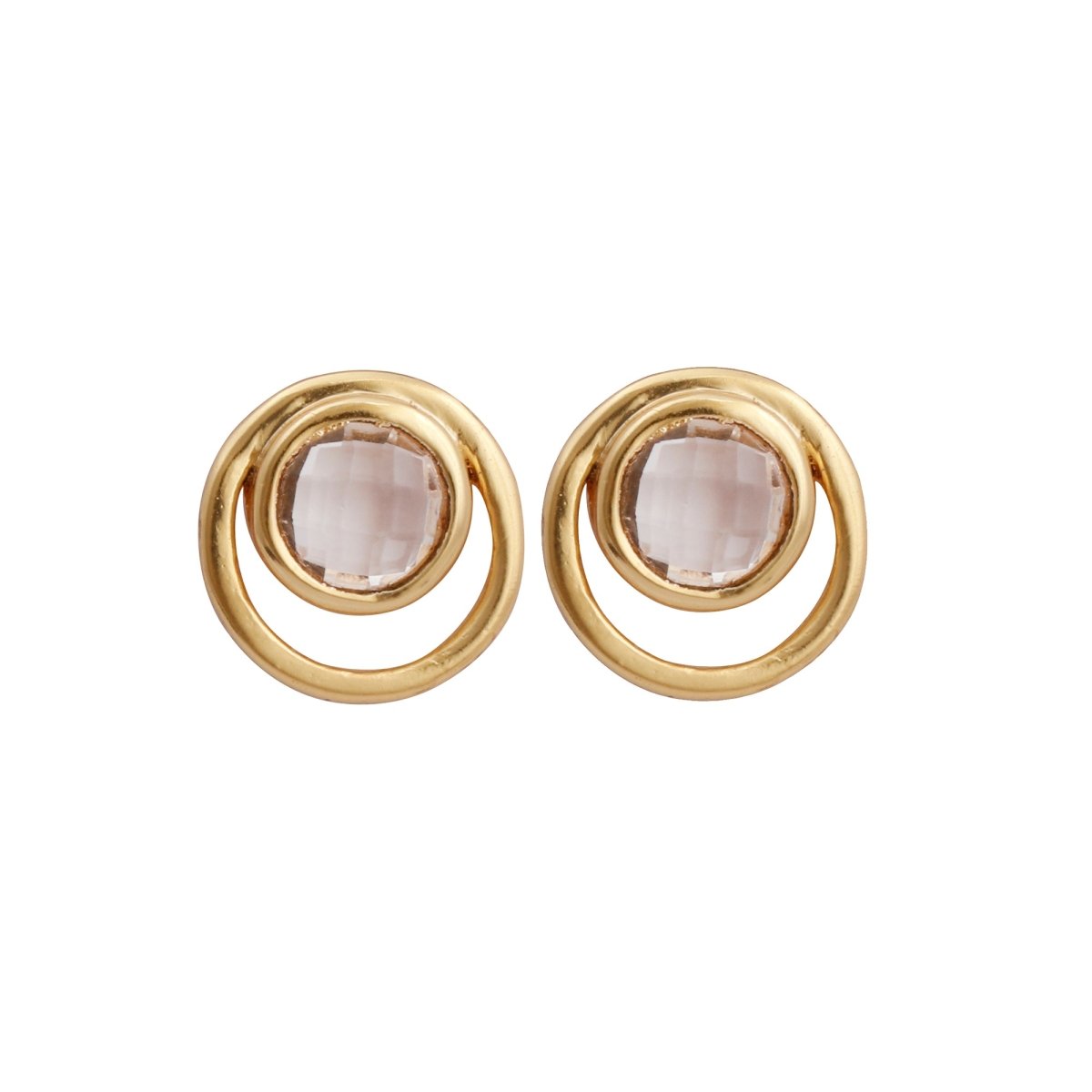 Peridot Gemstone Stud Earrings Gold Plated Push Back Earrings Collet Setting Earring Pairs