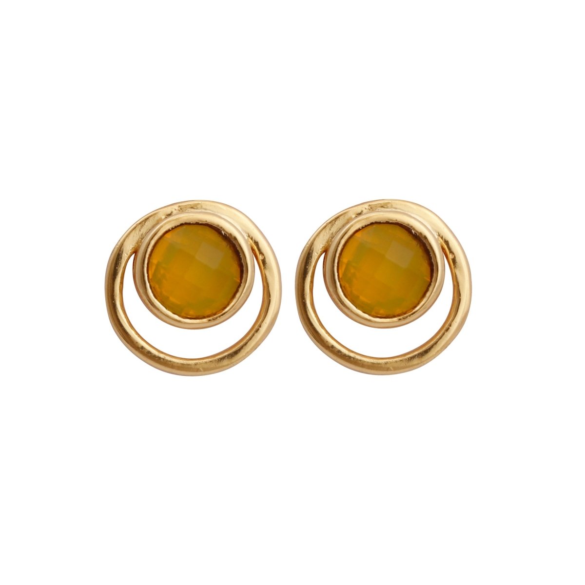 Peridot Gemstone Stud Earrings Gold Plated Push Back Earrings Collet Setting Earring Pairs