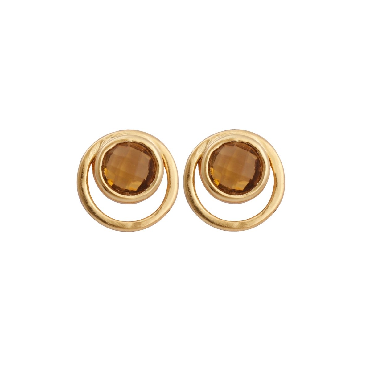 Peridot Gemstone Stud Earrings Gold Plated Push Back Earrings Collet Setting Earring Pairs