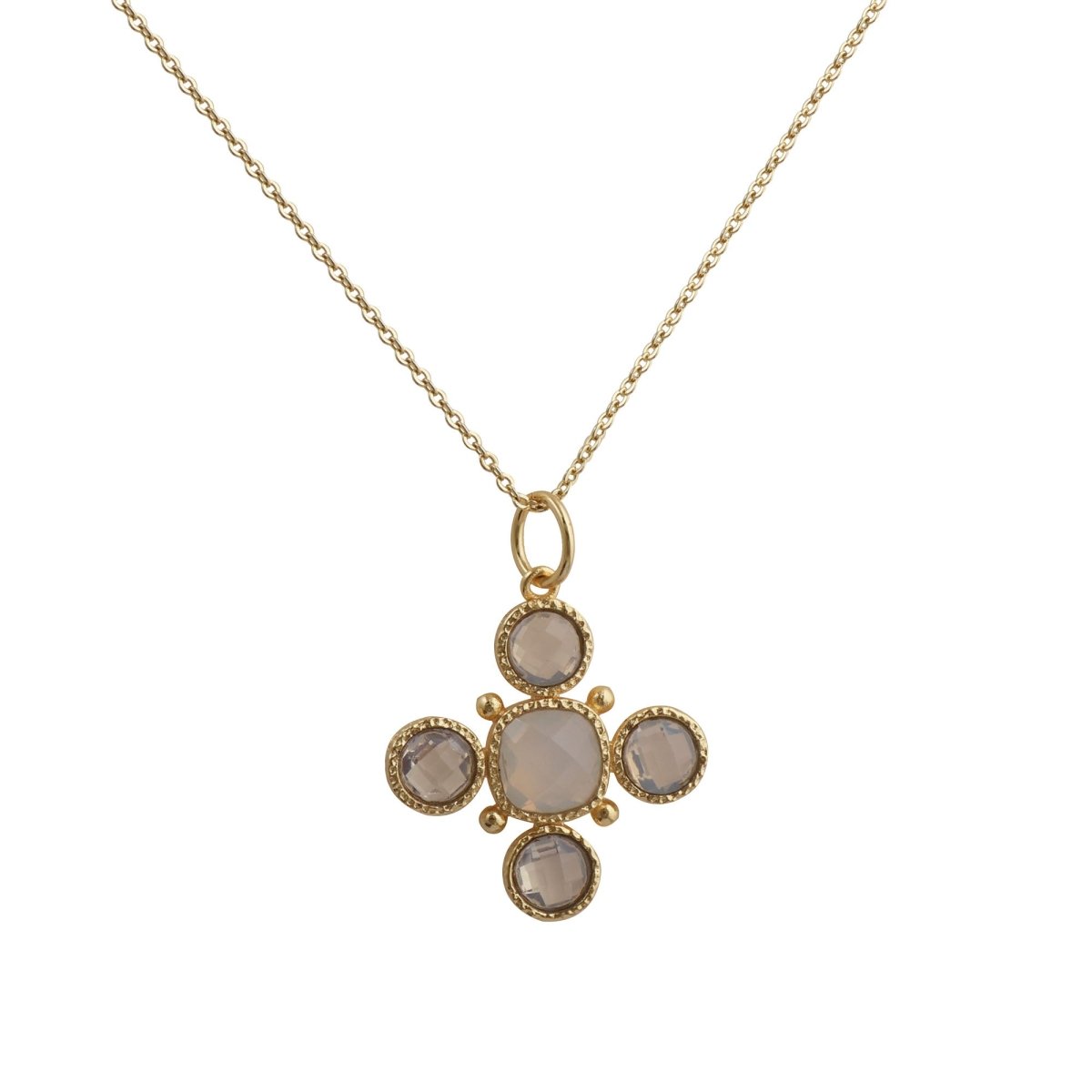 Pink Cat's Eye Gemstone Cross Pendant, Perfect June Birthstone Gift 5388