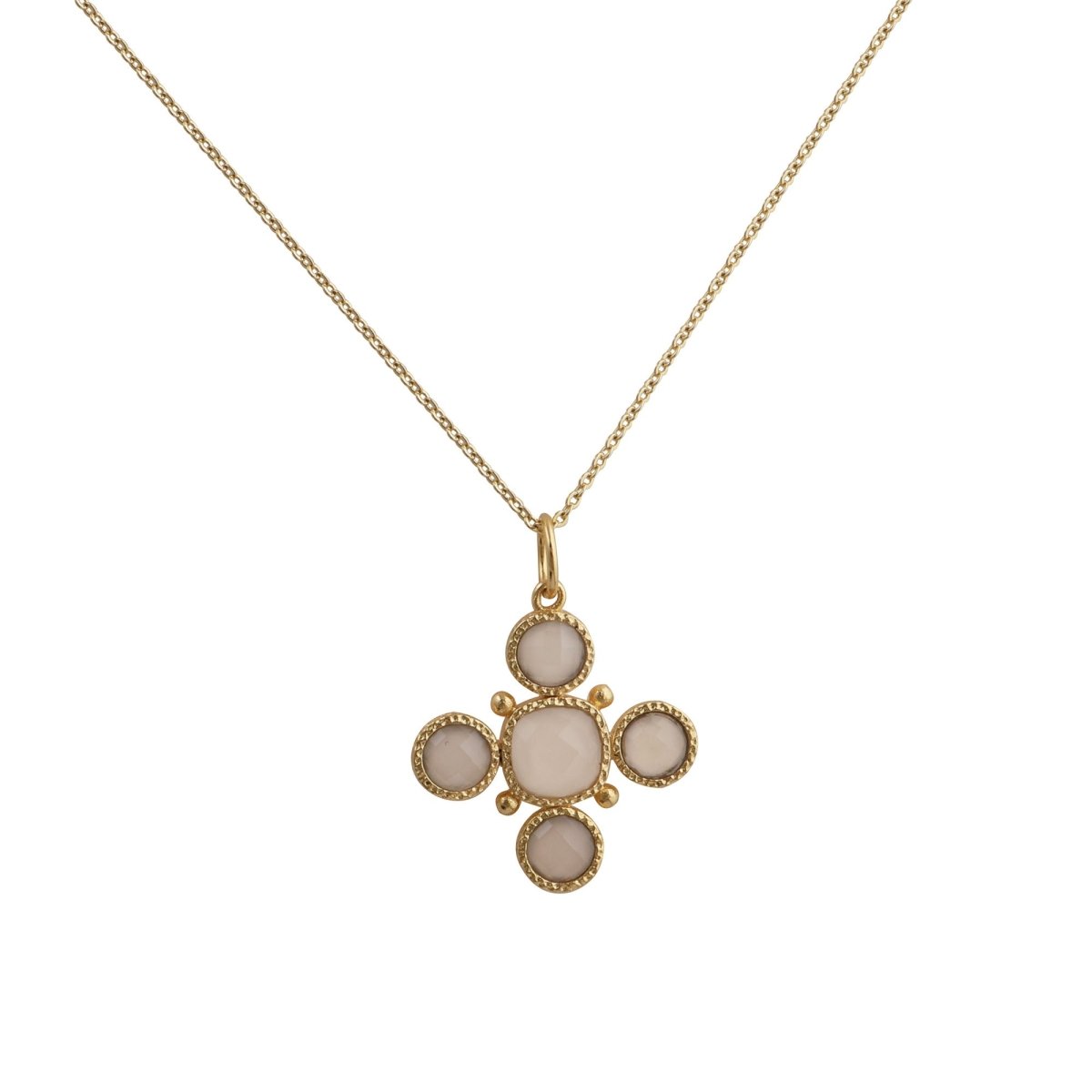Pink Cat's Eye Gemstone Cross Pendant, Perfect June Birthstone Gift 5388