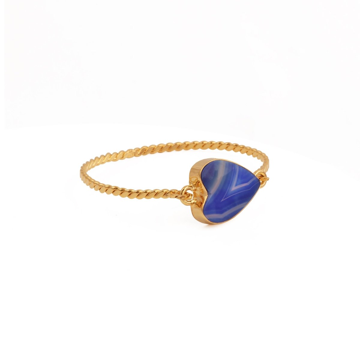Pink Chalcedony Heart Gemstone Bangle, Minimalist Twisted Brass Jewelry 5050