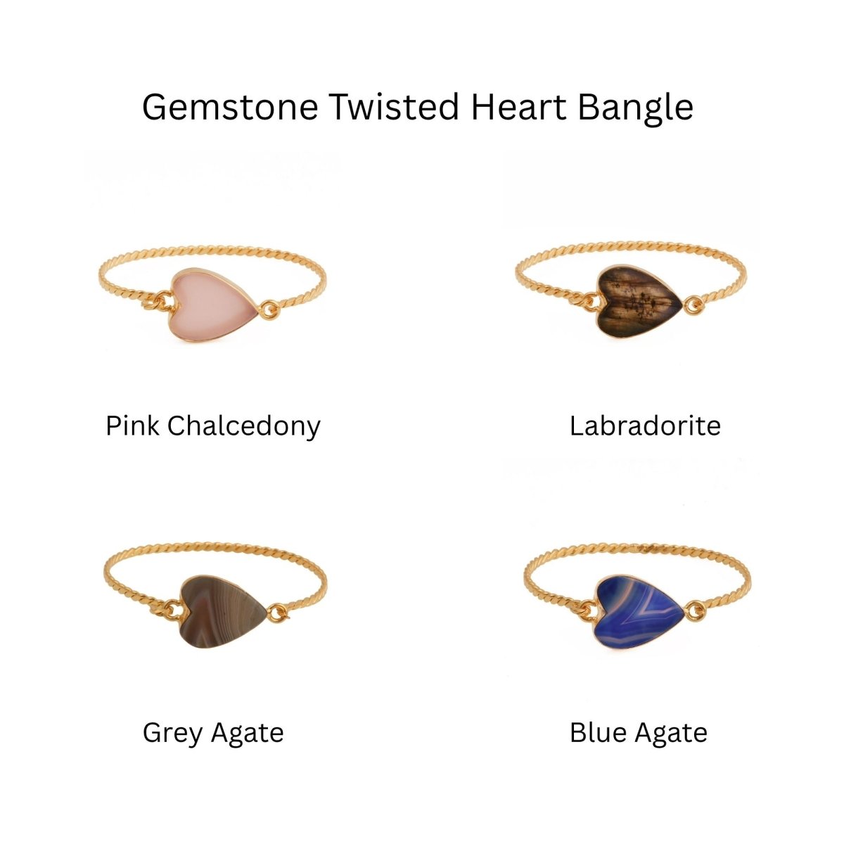 Pink Chalcedony Heart Gemstone Bangle, Minimalist Twisted Brass Jewelry 5050