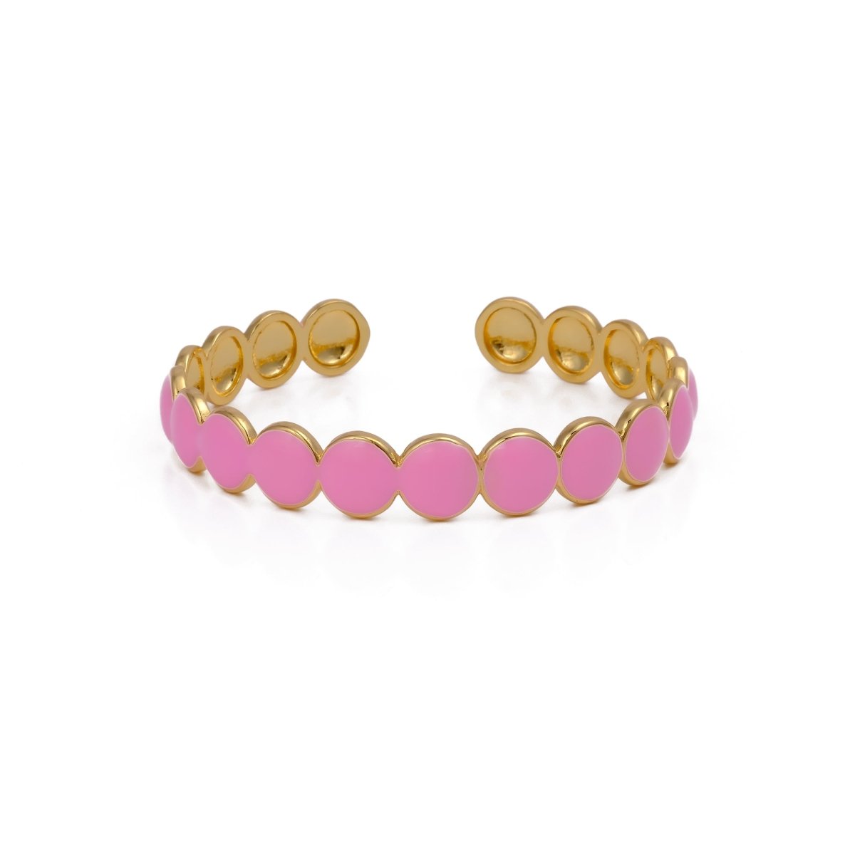 Pink Enamel Bangle Gold Plated Bubble Shape Bangle Adjustable Aesthetic Jewelry