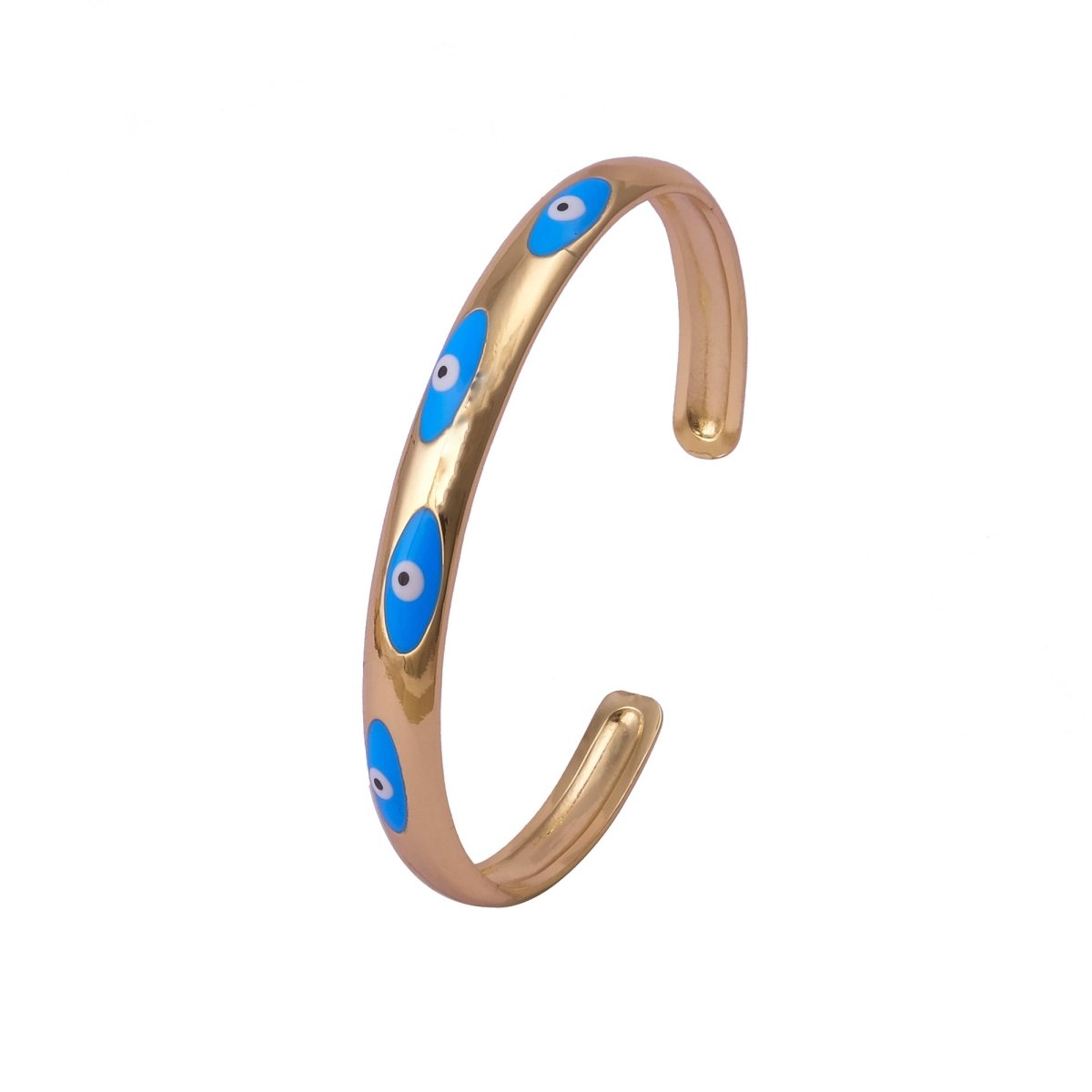 Pink Enamel Bracelet Open Cuff Bracelet Evil Eye Bangle
