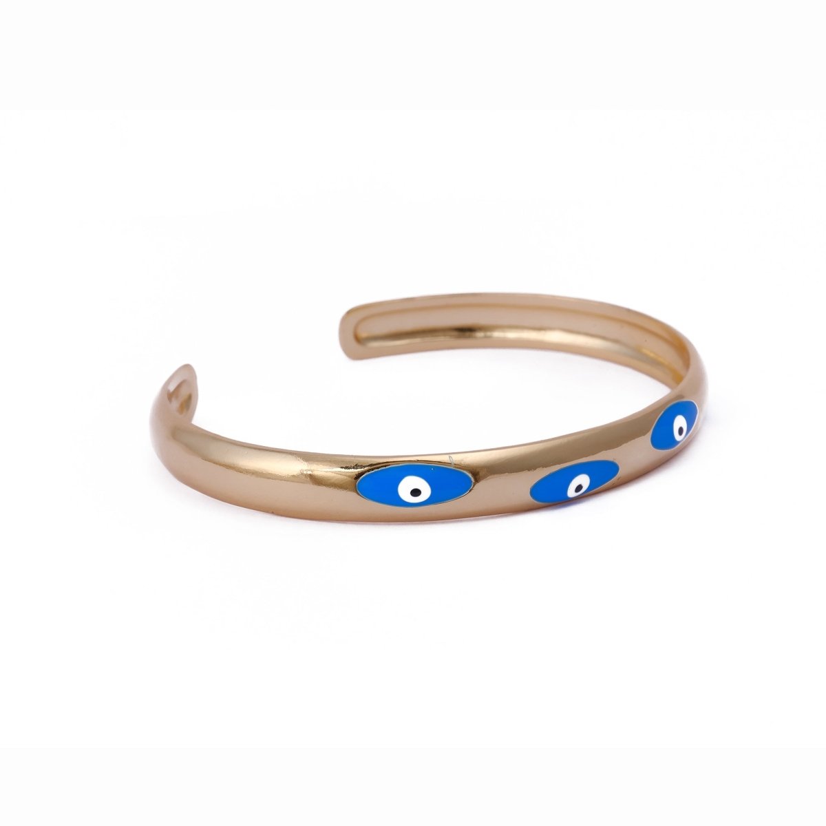 Pink Enamel Bracelet Open Cuff Bracelet Evil Eye Bangle