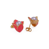Pink Enamel Jewelry Gold Plated Tulip Stud Earrings