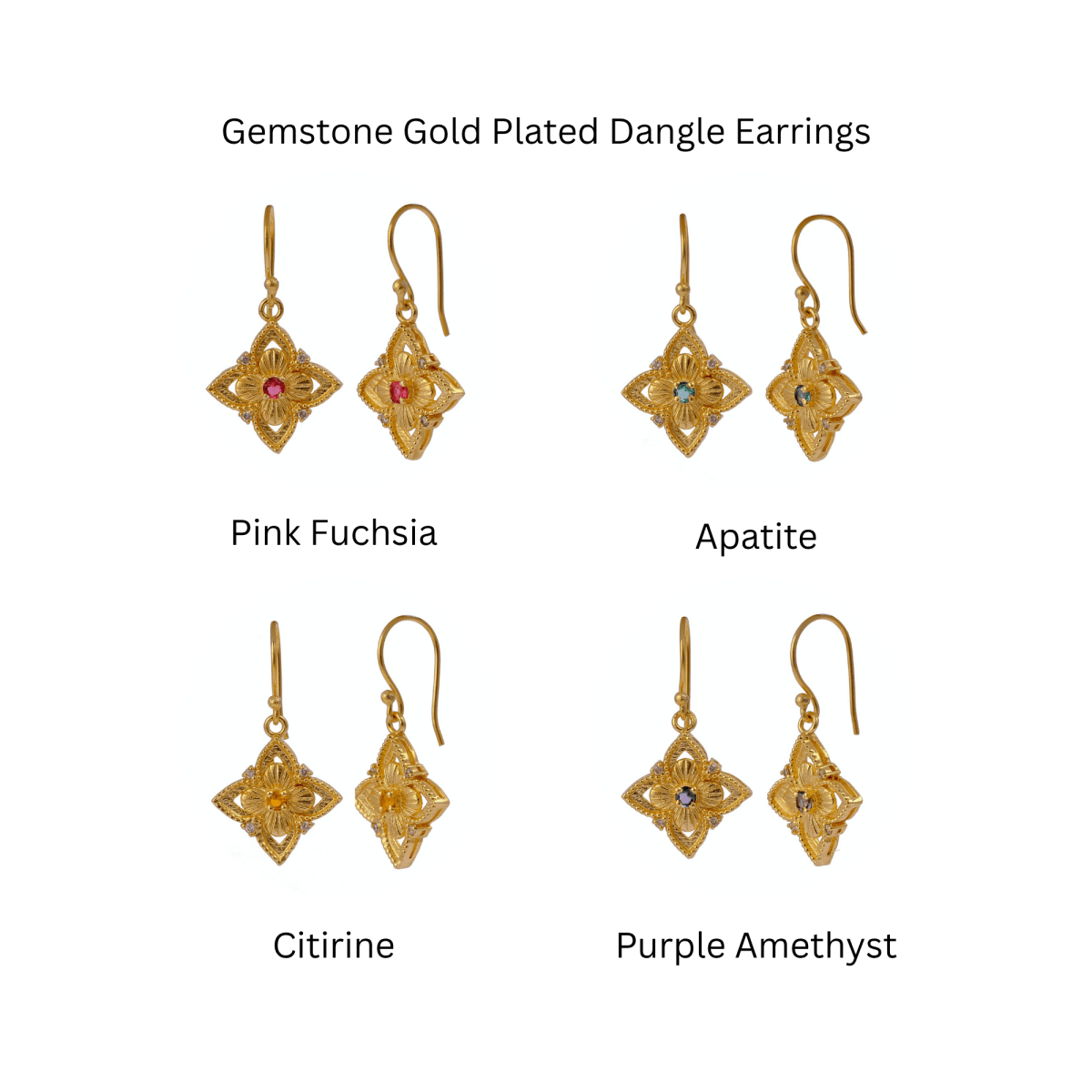 Pink Fuchsia Flower Earrings, Vintage Inspired Gold Drop Earrings Elegant Jewelry Gift 5383