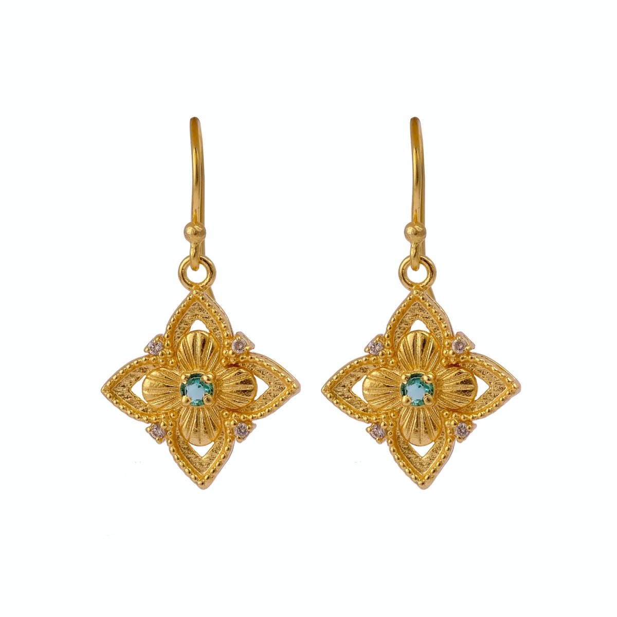 Pink Fuchsia Flower Earrings, Vintage Inspired Gold Drop Earrings Elegant Jewelry Gift 5383 Apatite