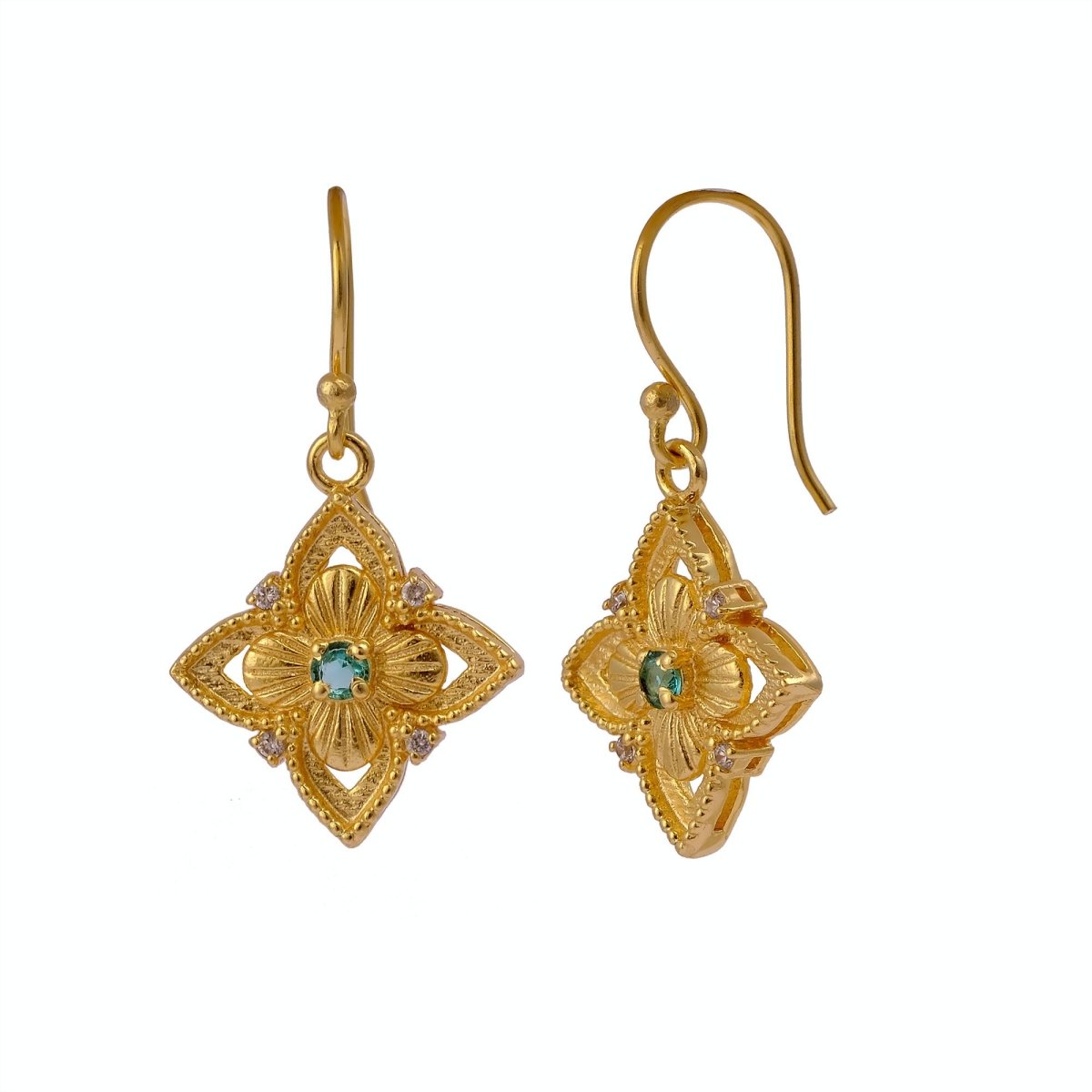 Pink Fuchsia Flower Earrings, Vintage Inspired Gold Drop Earrings Elegant Jewelry Gift 5383