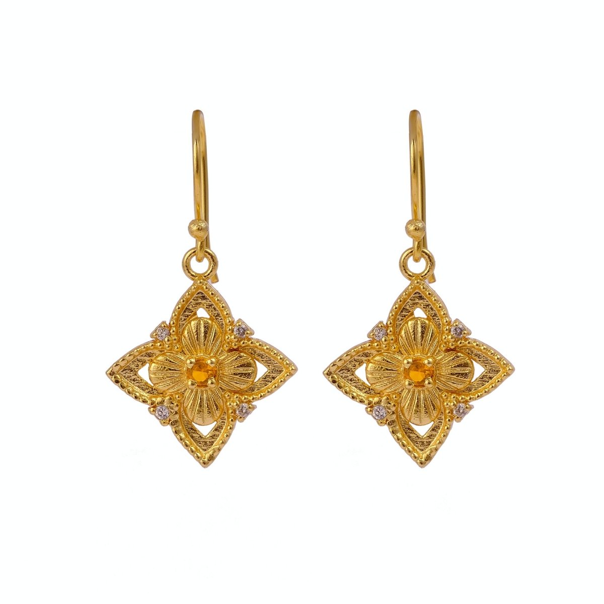 Pink Fuchsia Flower Earrings, Vintage Inspired Gold Drop Earrings Elegant Jewelry Gift 5383