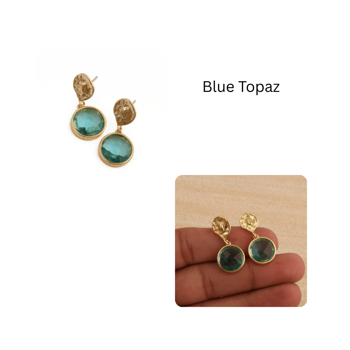 Pink Fuchsia Round Faceted Gemstone Drop Earrings, Gold Plated Minimal Jewelry CE-1038 Blue Topaz