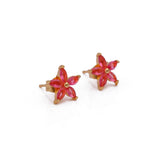 Pink Quartz Earrings Tiny Star Shape Gold Plated Studs