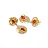 Pink Quartz Gold Plated Stud Earrings, Push Back Studs Earrings, Handmade Minimalist Jewelry. S