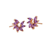 Purple Amethyst Gemstone Stud Earrings Cute Gold Plated Jewelry For Her