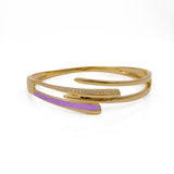 Purple Enameled With CZ Gemstone Bangle Gold Plated Jewelry