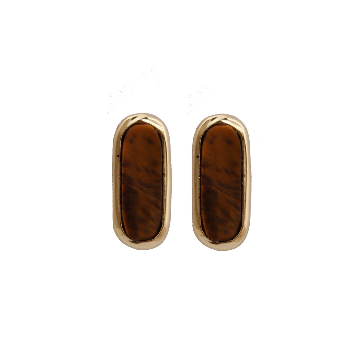 Rainbow Moonstone Stud Gold Plated Oval Shape Gemstone Collet Setting Stud Earrings