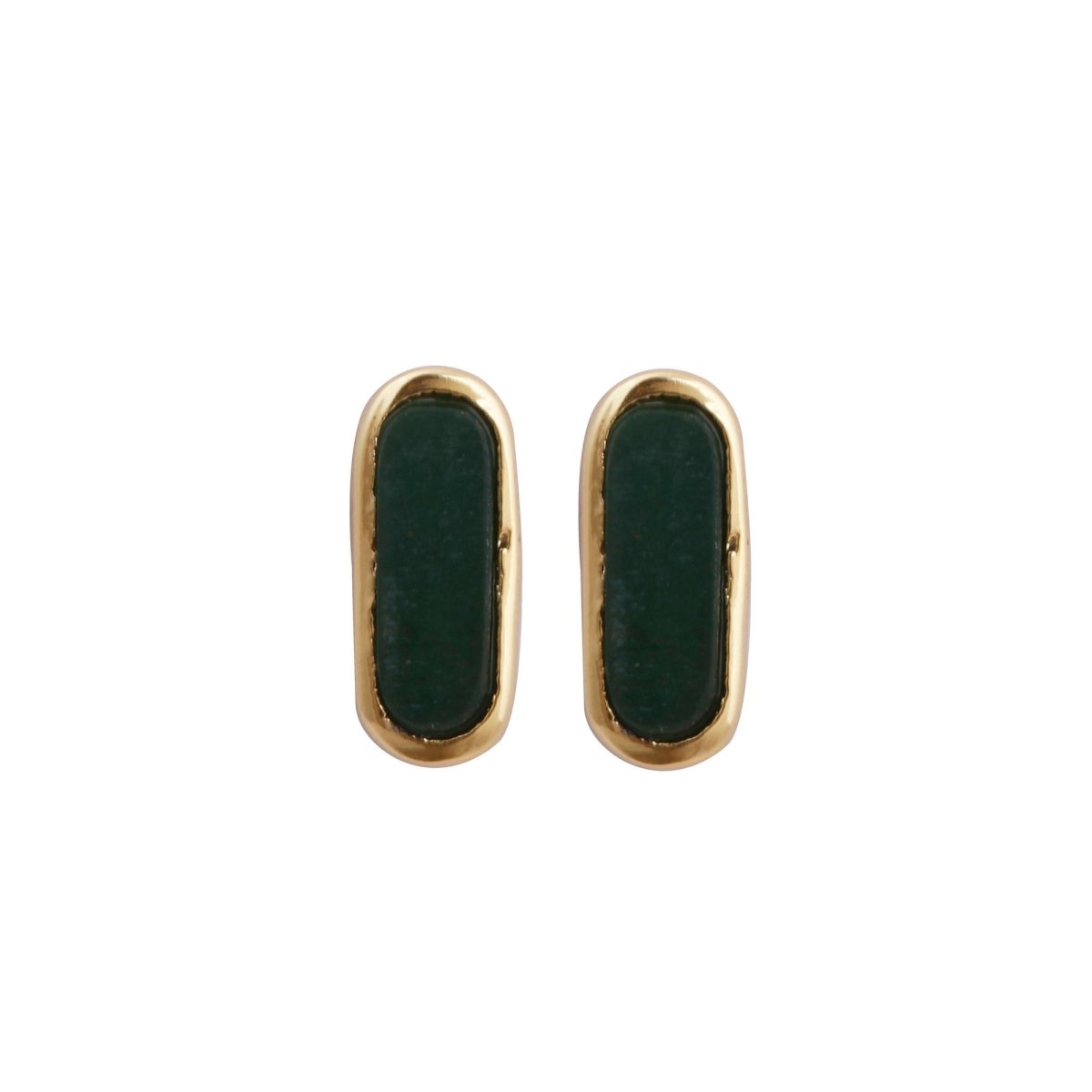 Rainbow Moonstone Stud Gold Plated Oval Shape Gemstone Collet Setting Stud Earrings