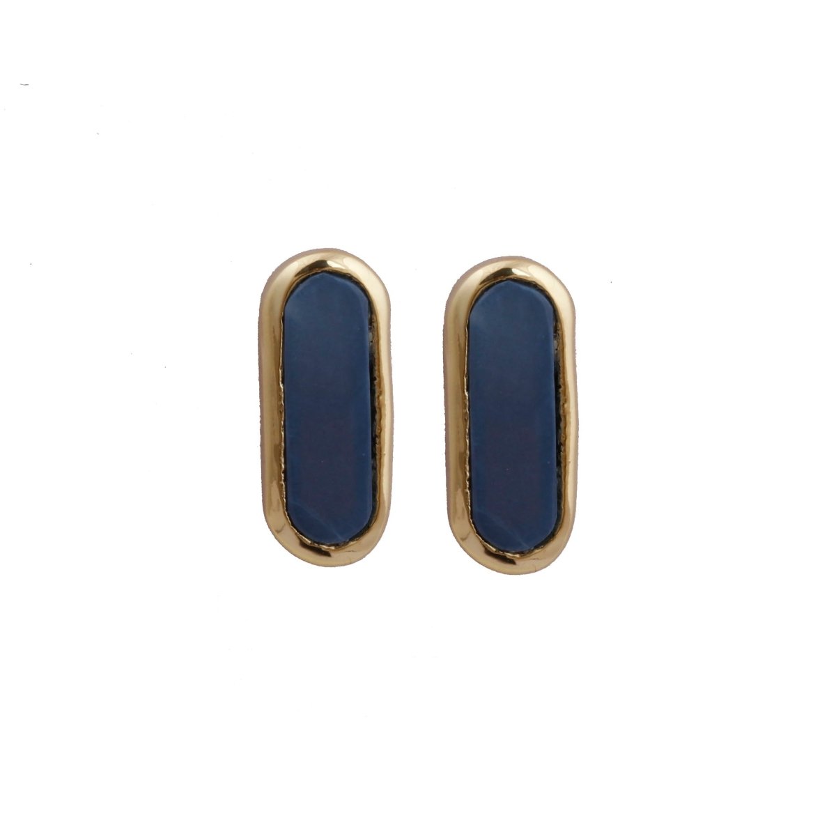 Rainbow Moonstone Stud Gold Plated Oval Shape Gemstone Collet Setting Stud Earrings