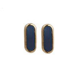 Rainbow Moonstone Stud Gold Plated Oval Shape Gemstone Collet Setting Stud Earrings