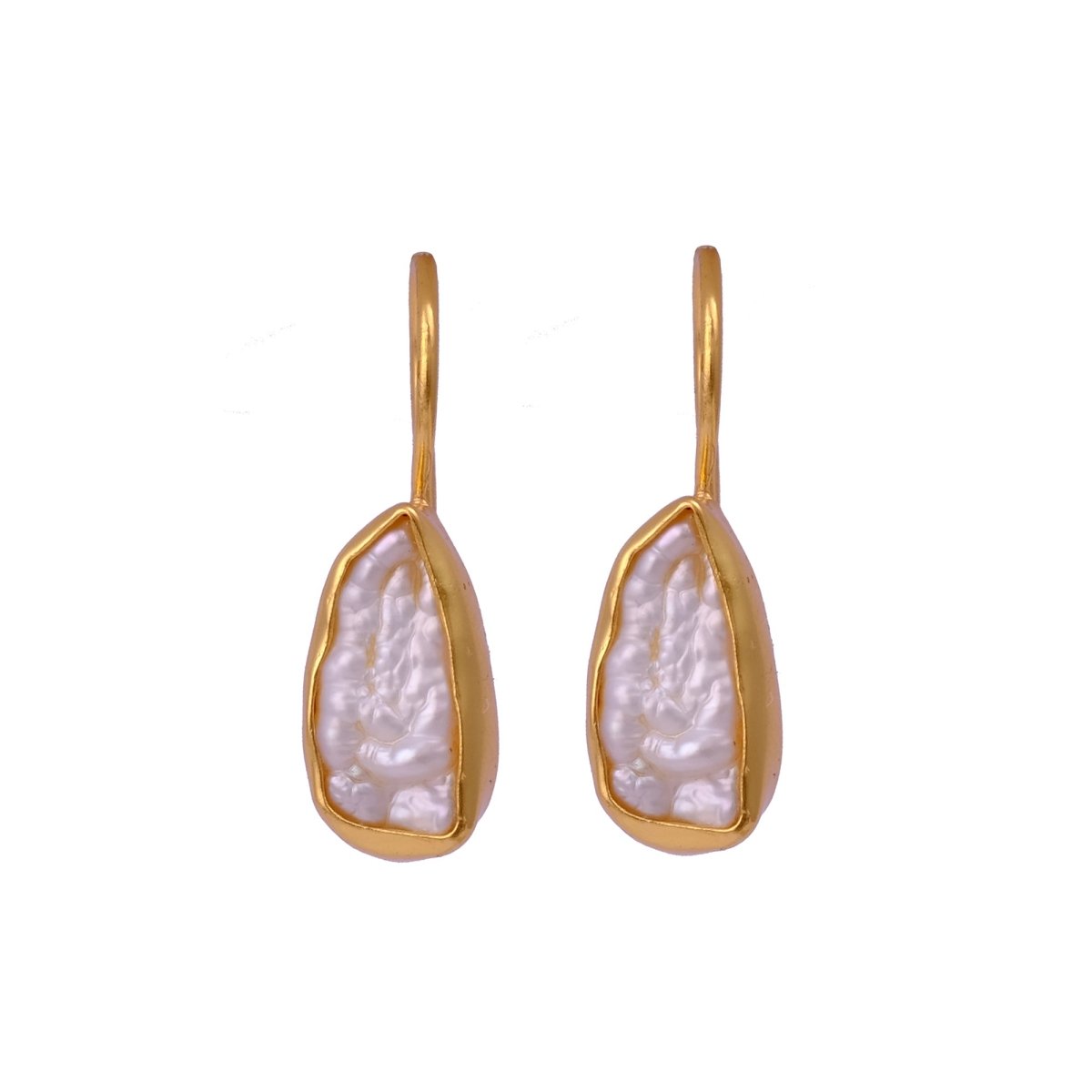 Raw Baroque Pearl Drop Earrings, Gold Plated Irregular Pearl Earrings, Organic Dangle Earrings