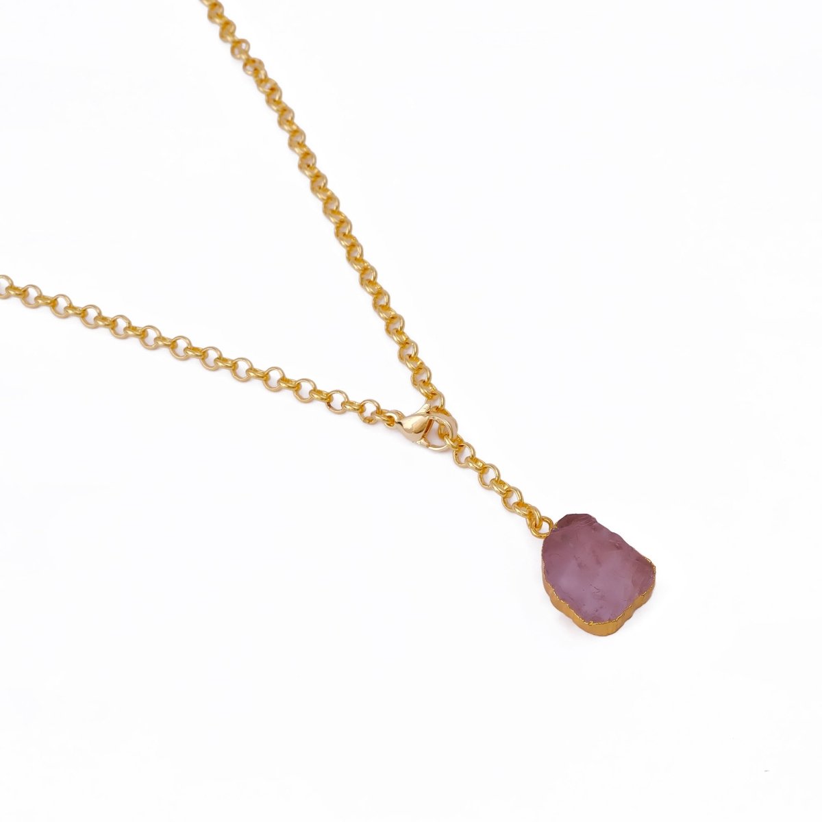 Raw Citrine Gemstone Y-Necklace in Gold Plated Chain, Natural Gemstone Pendant 5211