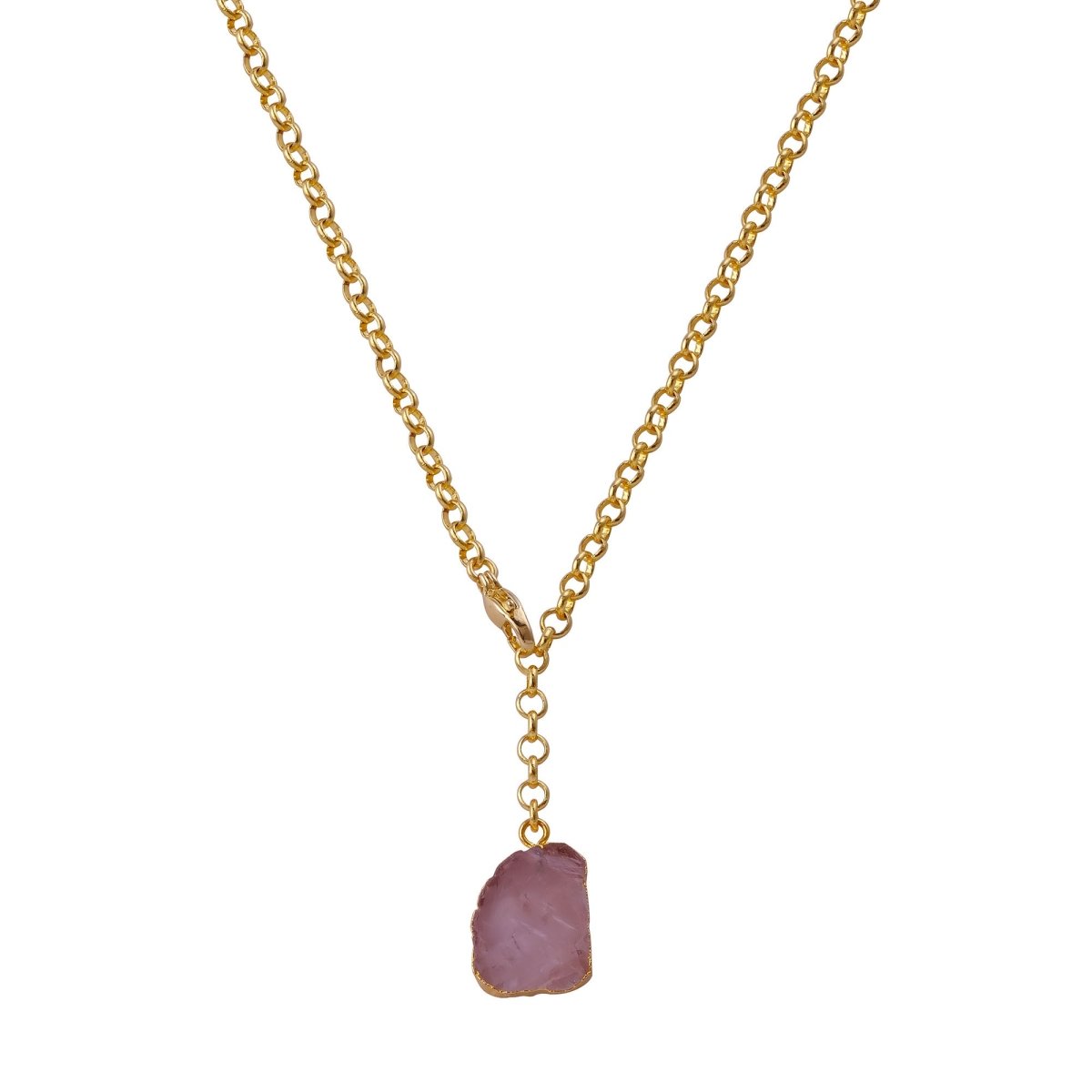 Raw Citrine Gemstone Y-Necklace in Gold Plated Chain, Natural Gemstone Pendant 5211