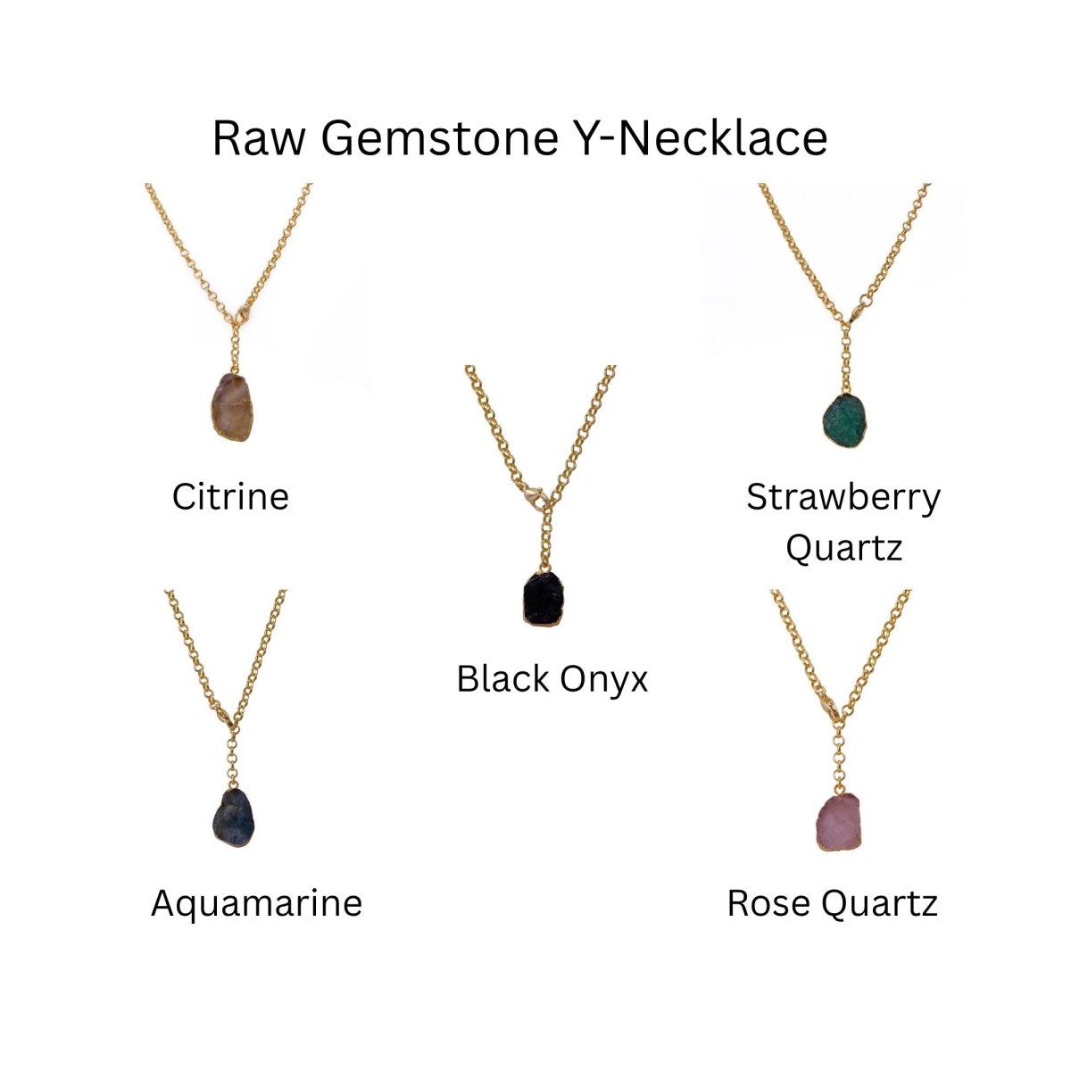 Raw Citrine Gemstone Y-Necklace in Gold Plated Chain, Natural Gemstone Pendant 5211