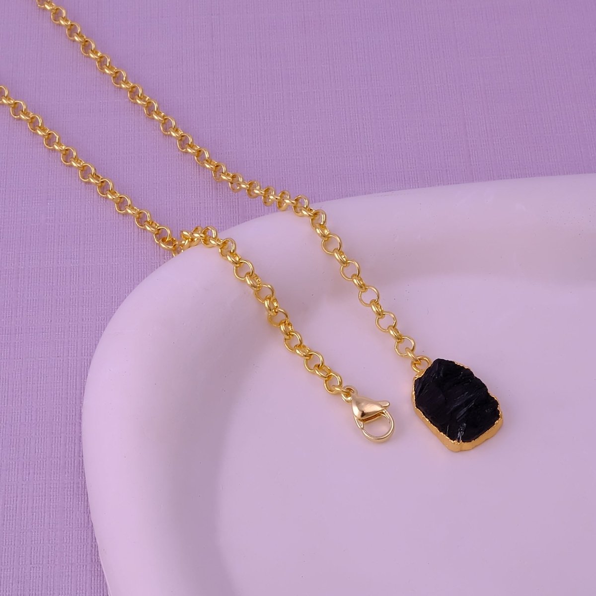 Raw Citrine Gemstone Y-Necklace in Gold Plated Chain, Natural Gemstone Pendant 5211