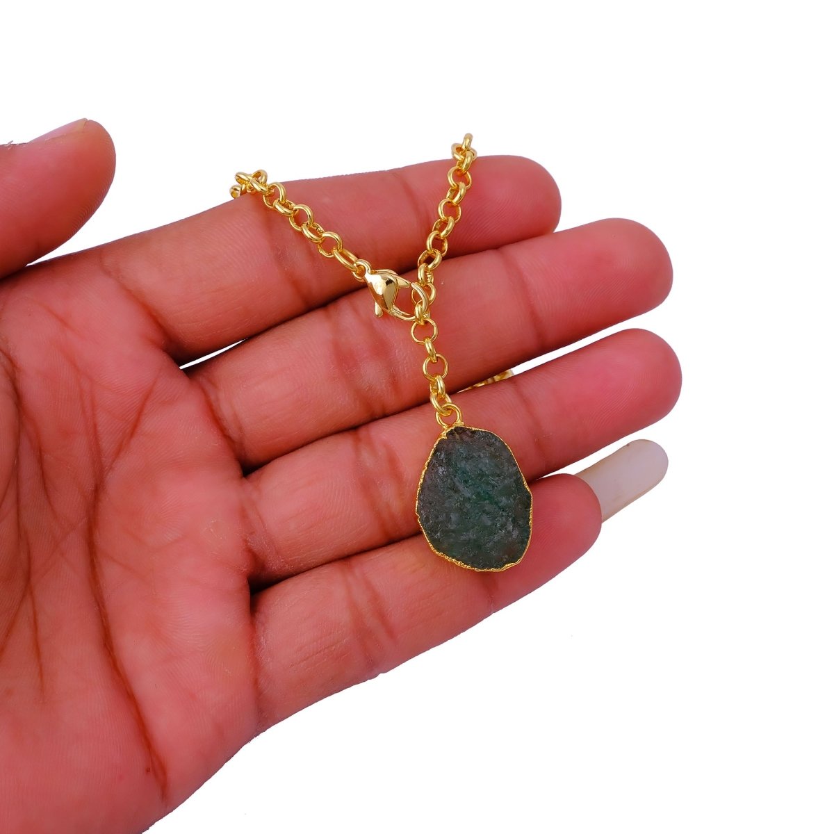 Raw Citrine Gemstone Y-Necklace in Gold Plated Chain, Natural Gemstone Pendant 5211