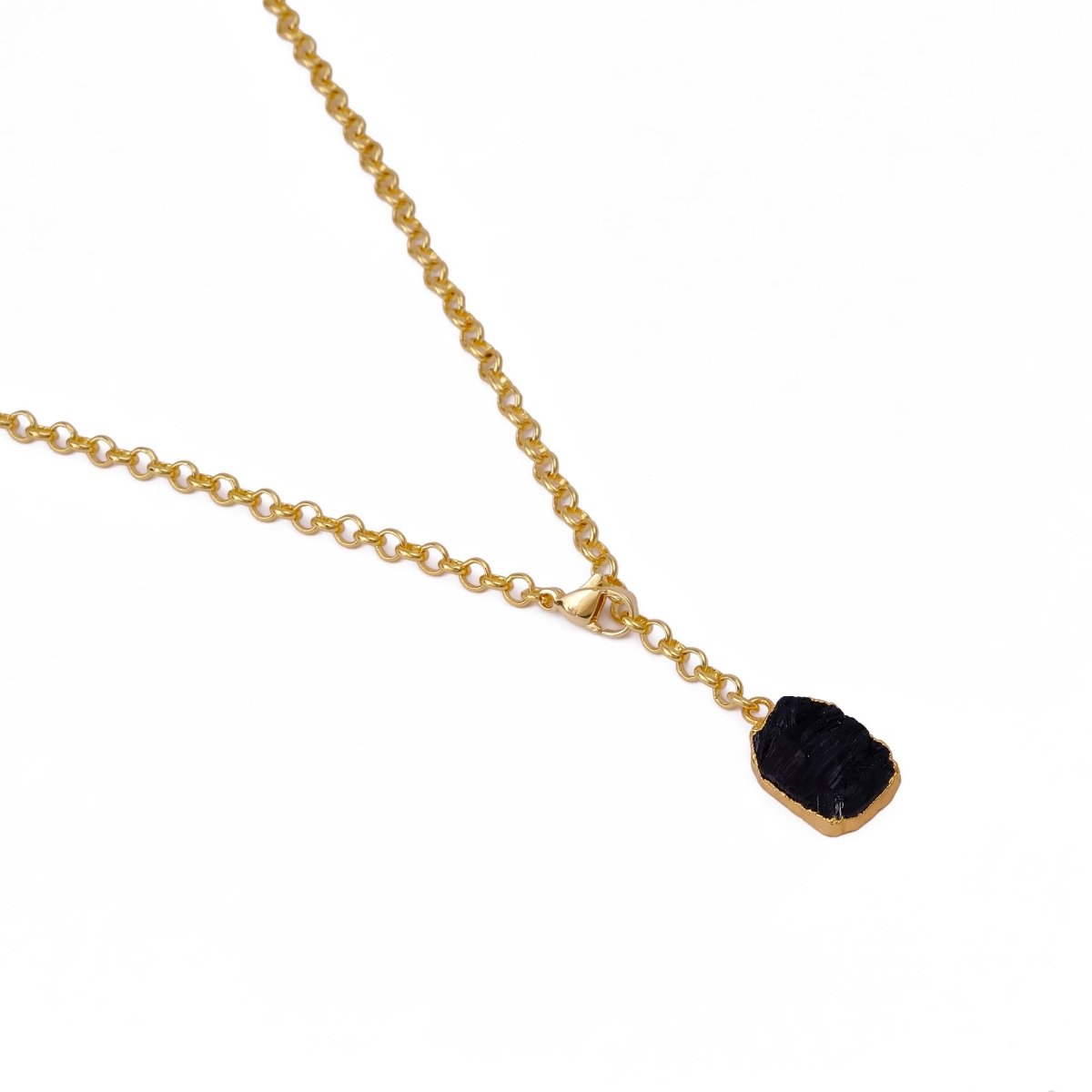 Raw Citrine Gemstone Y-Necklace in Gold Plated Chain, Natural Gemstone Pendant 5211