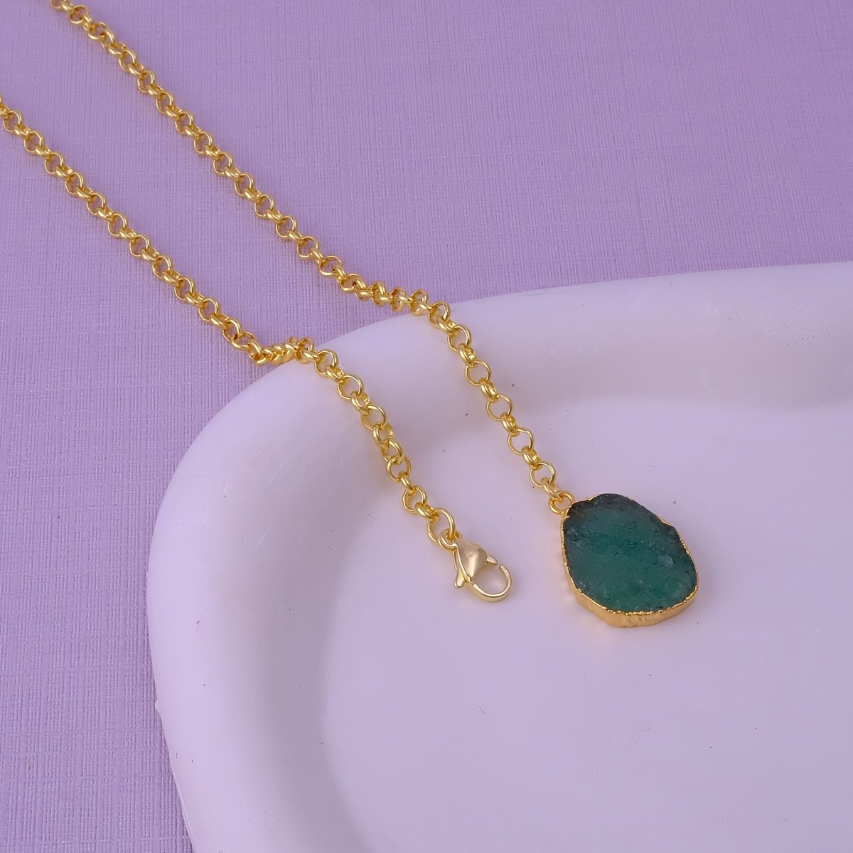 Raw Citrine Gemstone Y-Necklace in Gold Plated Chain, Natural Gemstone Pendant 5211