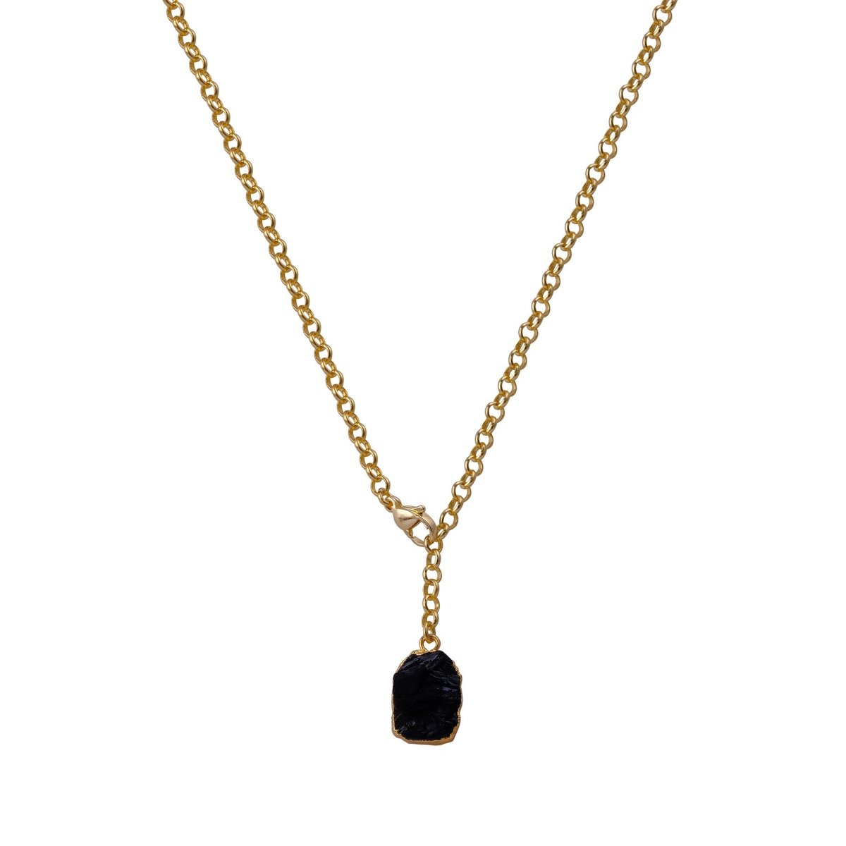 Raw Citrine Gemstone Y-Necklace in Gold Plated Chain, Natural Gemstone Pendant 5211