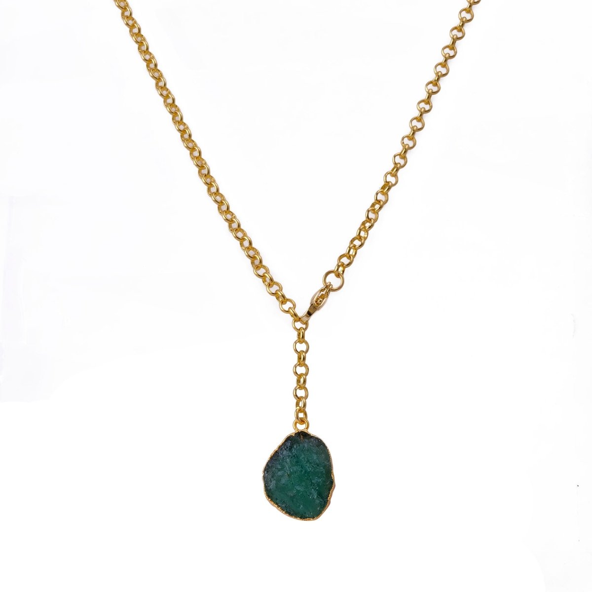 Raw Citrine Gemstone Y-Necklace in Gold Plated Chain, Natural Gemstone Pendant 5211